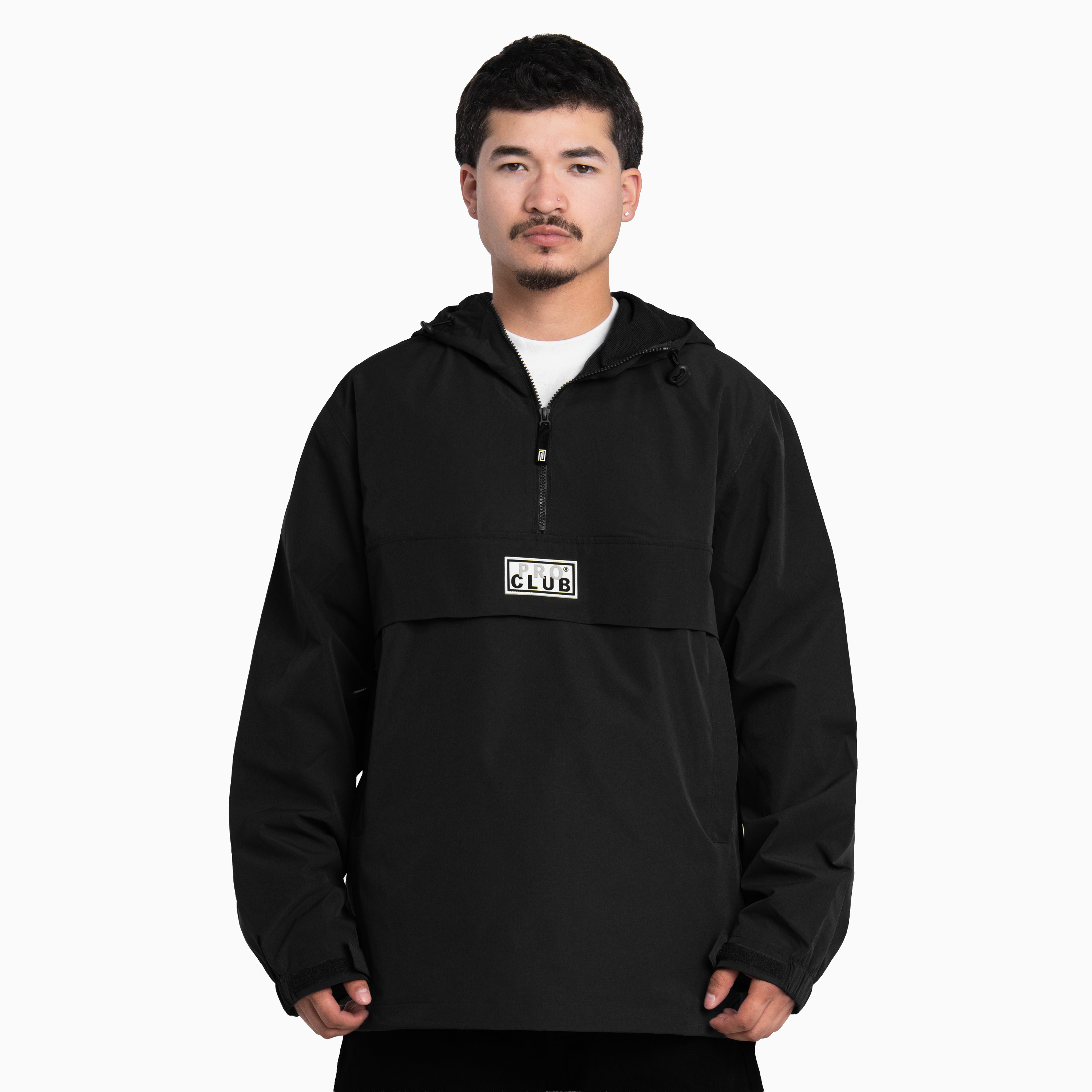 Pro Club Men's Nylon Hooded Anorak Quarter Zip Jacket