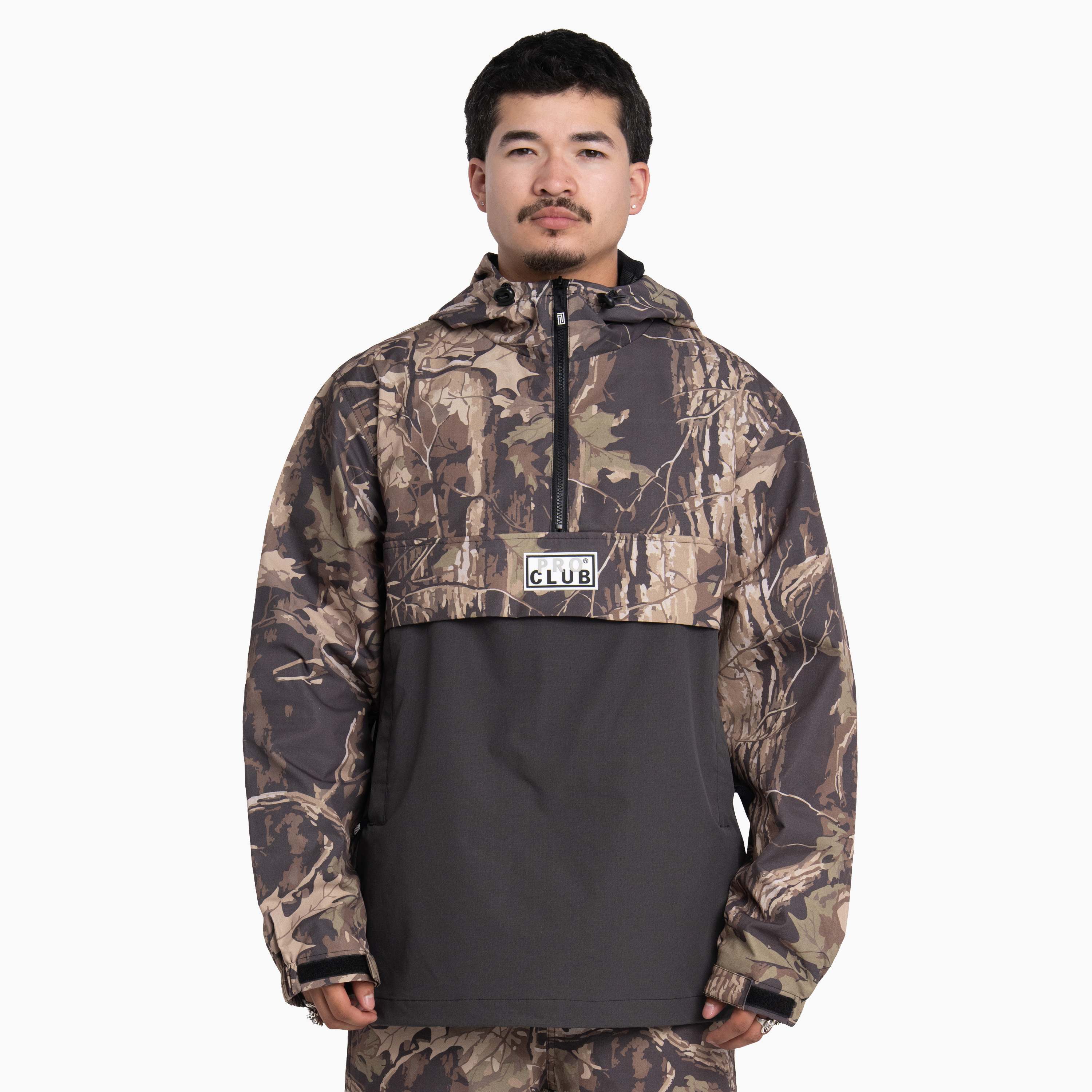 Pro Club Men's Nylon Hooded Anorak Quarter Zip Jacket